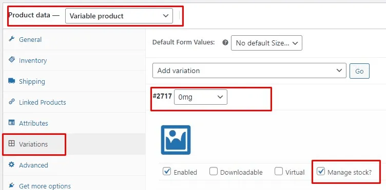 The Manage stock setting on a WooCommerce product page